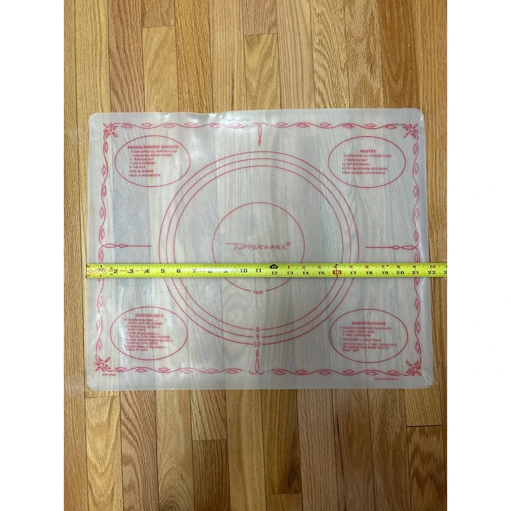 Vintage Tupperware Pastry Mat and Fillable Rolling Pin Set White Red MCM 1966